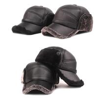 Keep Warm Winter Hats Fashion Men Leather Baseball Cap Outdo