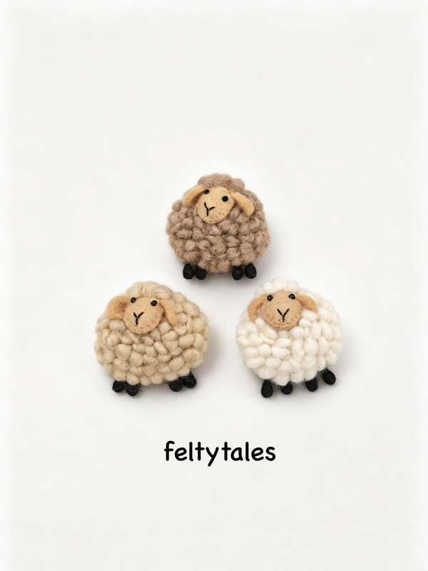 Feltytales Nepal Handmade Wool Felt Cute Little Sheep Brooch Pin Accessory Pendant Keychain Couple