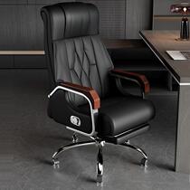 Genuine leather boss chair business reclining massage office chair solid wood executive chair comfortable sedentary home computer desk and chair