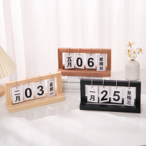 ins style creative simple modern desk calendar Chinese wooden page flip calendar bedroom living room desktop ornaments kindergarten