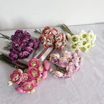 24 handwritten small tea bud bouquets simulation flowers Lulian holding flowers table flowers peonies camellia home decoration flowers