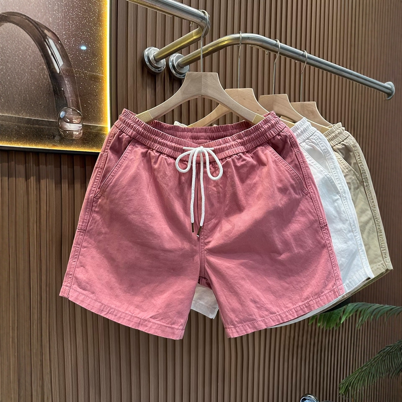 2026 Summer Japanese Retro Pure Cotton Multi-Pocket Men's American Style Beach Shorts Thin Loose Quarter-Length Shorts