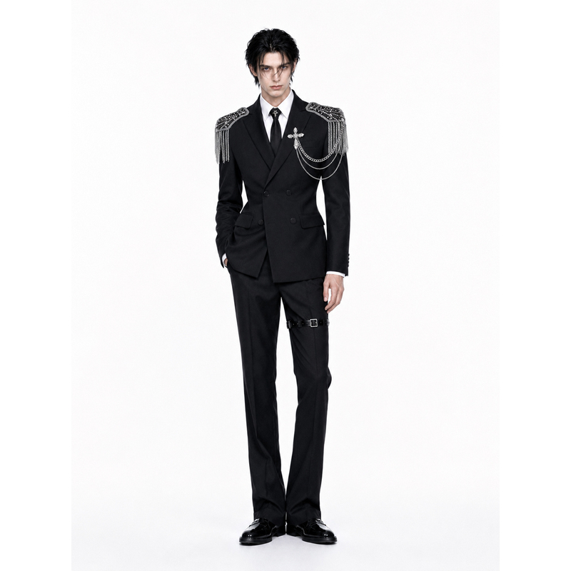 Chiyu【Moyin】Wide-Shoulder, Narrow-Waist Suit, High-End Men's Jacket with a Structured Design and Tailored Waist, Paired with Suit Pants