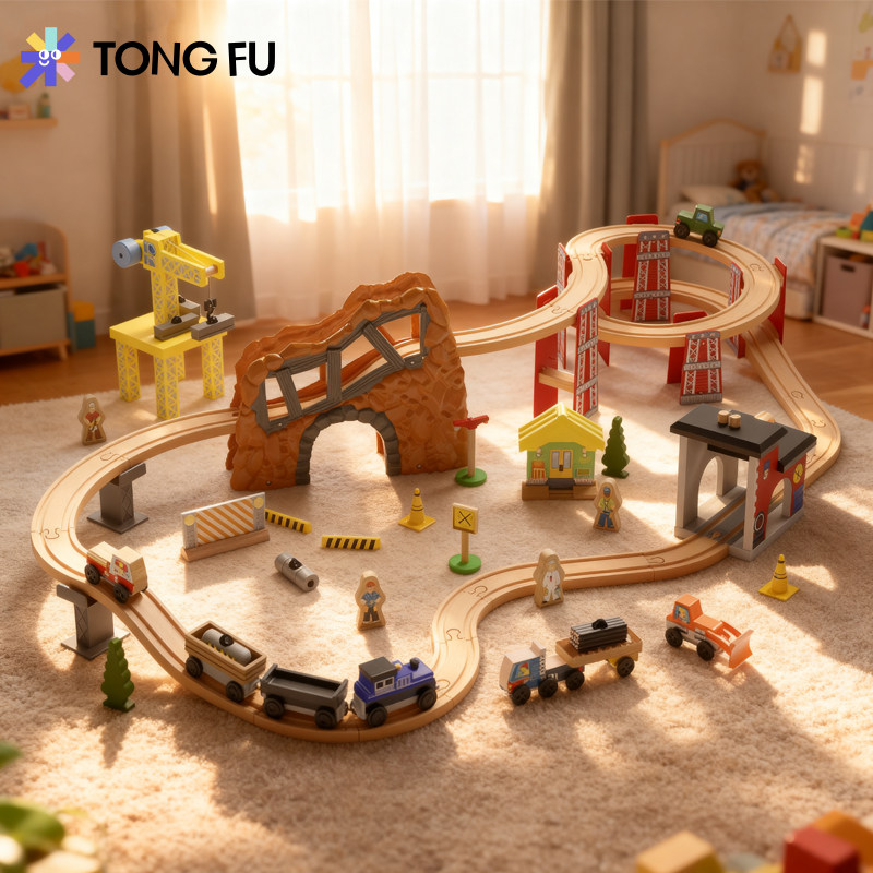 Деревянный поезд Tongfu, детский игрушечный автомобиль, электрический поезд для мальчиков от 1 до 3 до 6 лет, развивающий подарок для маленьких девочек