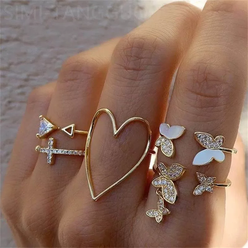 Набор колец vintage love, женские, сплав, регулируемые штабелируемые, 1 шт.