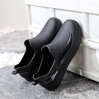 Men's fashionable flat bottom waterproof short tube plus velvet low top