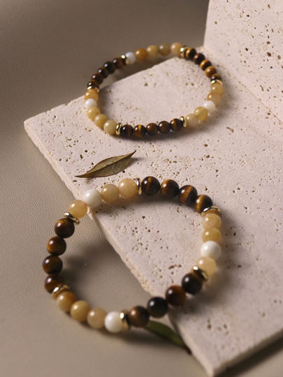 Aura Strings 珈奈 虎眼石黄玉和田玉手串情侣款转运配饰礼物