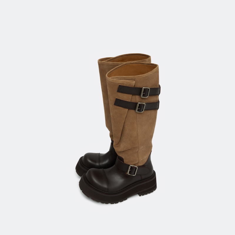 Sonder Plan Long Engineer Boots, Camel Suede Long Boots, Vintage Slouch Boots, Work Boots, Wide Shaft Slim Fit Sonder Plan Long Engineer Boots, Camel Suede Long Boots, Vintage Slouch Boots, Work Boots, Wide Shaft Slim Fit