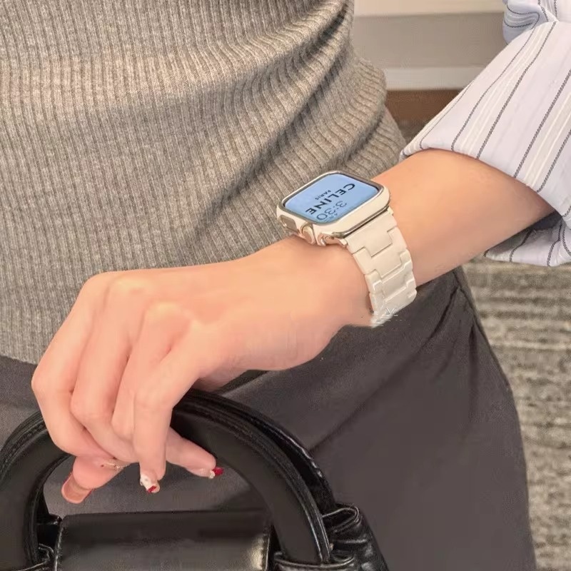 iWatch Strap Summer High-End Ceramic Black and White Suitable for Apple Watch Niche Women's Model iWatch Strap Summer High-End Ceramic Black and White Suitable for Apple Watch Niche Women's Model