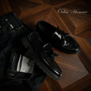 Oclin first-layer-schuhe aus lefford-leder mit quasten aus rindsleder zum pendeln, lammfellfutter/cleanfit-szene