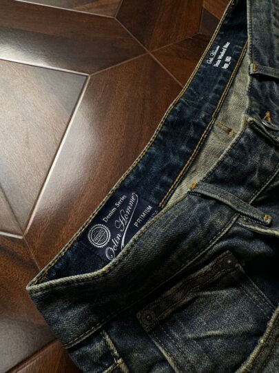 Oclin Master - Jean ample en nid d'abeille avec moustaches délavées, bleu tempête, teinture de boue 003, marque conjointe