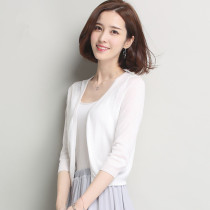 真皮冰丝针织开衫超短外套女薄款吊带外搭罩衫小款坎肩披肩最新款