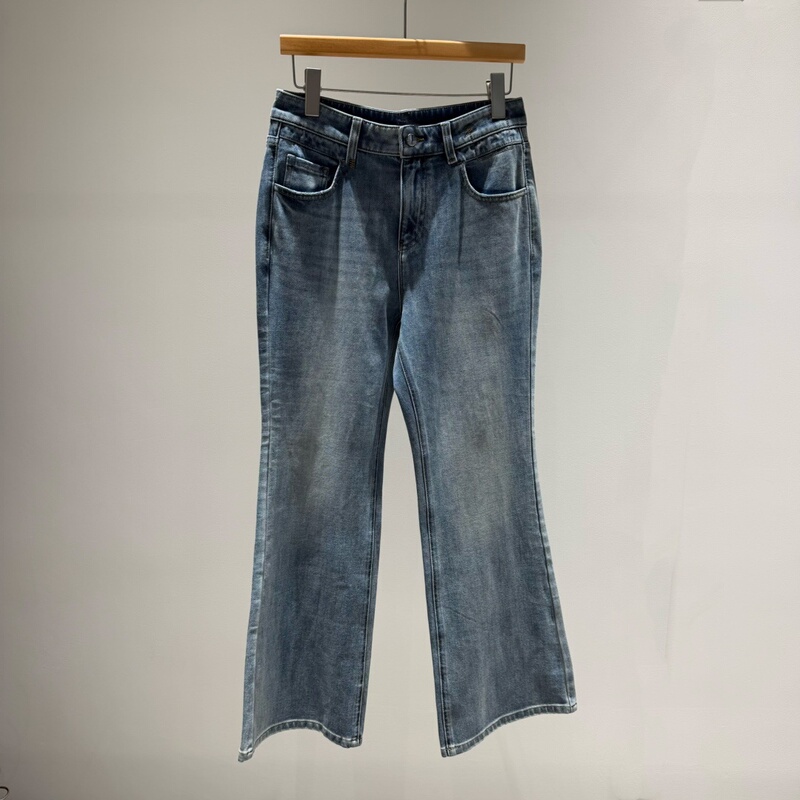 Ainuosi Wangjing 2026 Spring/Summer High-Waisted Slimming Flared Jeans for Women, Straight-Leg Flared Pants, Vintage Long Pants 2869