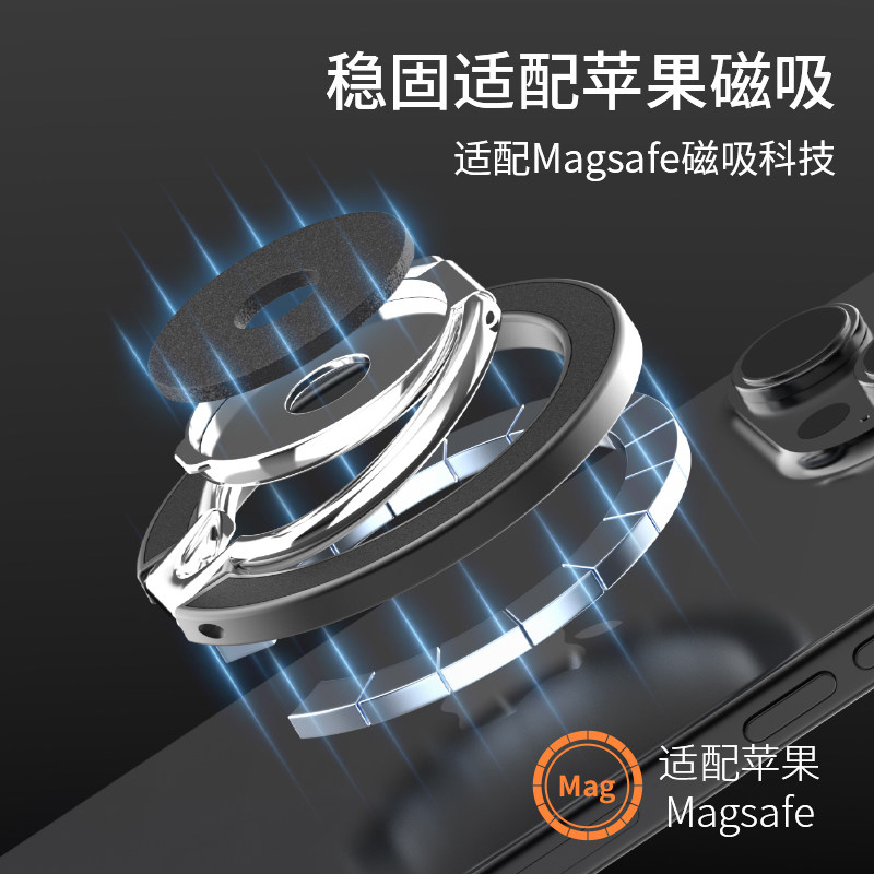 Prada's New Dual-Ring Magnetic Stand Magsafe Double-Sided Magnetic Ring Buckle Desktop Portable 360-Degree Rotating Universal Car Mount Strong Magnetic Ring Suitable for Apple 17 Pro Max Huawei 70