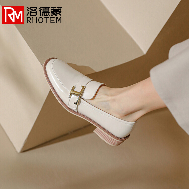 Lodemon Loafers for Women 2026 New Casual Shoes Commuting Chunky Heel Genuine Leather Slip-On British Style Small Leather Shoes for Women Lodemon Loafers for Women 2026 New Casual Shoes Commuting Chunky Heel Genuine Leather Slip-On British Style Small Leather Shoes for Women
