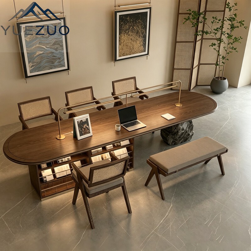 New Chinese-Style Long Office Conference Table, Solid Wood Long Table for Sales Office Negotiations, Hotel and Guesthouse Lobby Leisure Reading Table New Chinese-Style Long Office Conference Table, Solid Wood Long Table for Sales Office Negotiations, Hotel and Guesthouse Lobby Leisure Reading Table