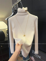 French high collar gentle and warm knitted sweater autumn and winter 2024 new womens clothing chic and beautiful slim fit bottoming shirt