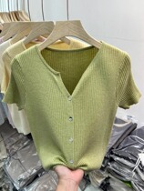Han V - collar body tip knit knit sweater Short sleeve T - shirt in 2024 summer coat
