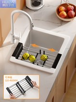 Whirlda White Quartz Stone Sink Large Single Tank Kitchen Wash Basin Floor Basin Recessed granite dishwashing Laundry