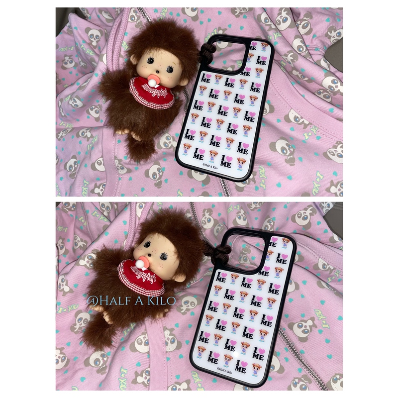 Half a Kilo Original "I Luv Me" I Love Me Phone Case Cartoon Collage ins Blogger Y2K Millennium Full Print Style Phone16/17 Apple Glossy Phone Case