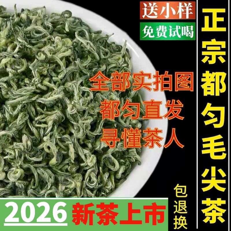 杜雲毛尖茶 2026年新茶、清明前特別等級毛峰緑茶、貴州高山雲霧茶、強香タイプ、500g