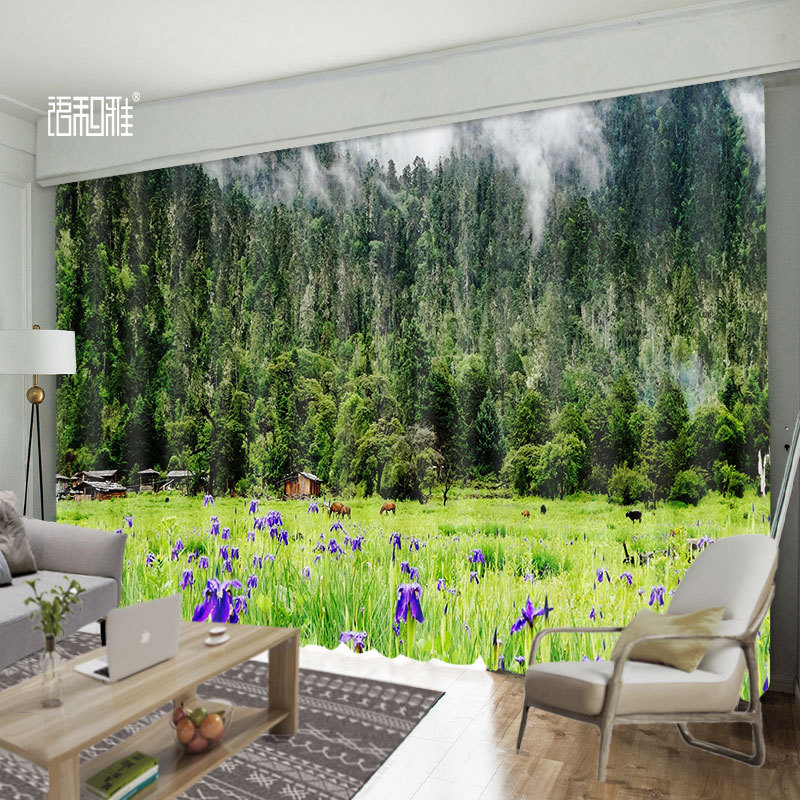 Beautiful Tibetan Scenery Blackout Curtains, High-End Light-Transmitting but Not See-Through Curtains for Bedrooms, Study Rooms, Living Rooms, and Offices