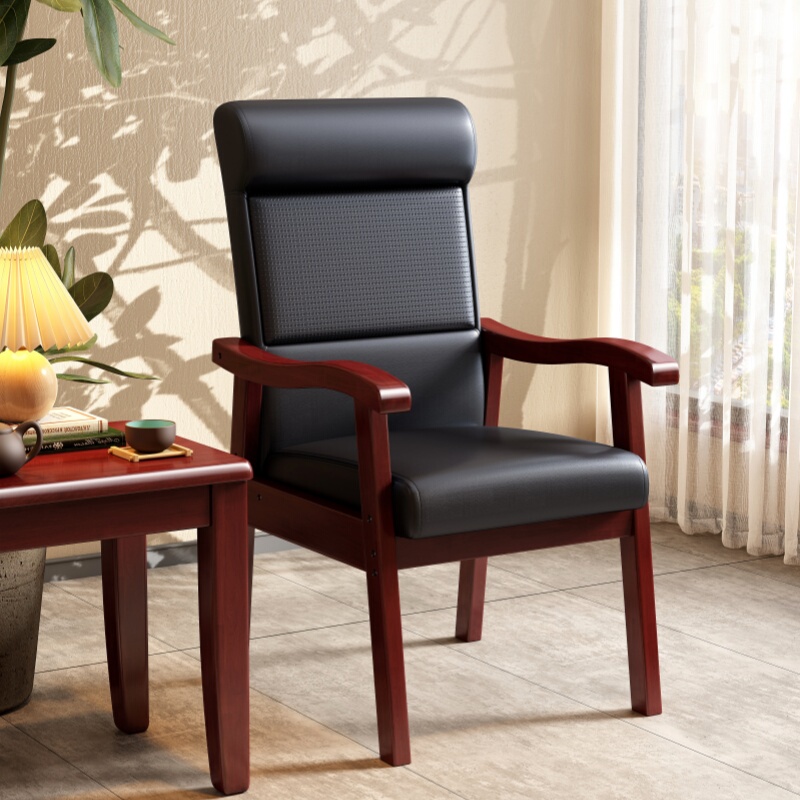 Solid Wood Chair, Comfortable for Long Sitting, High Backrest, Armrests, Mahjong Chair, Elderly Chair, Computer Desk Chair, Office Chair, Single Sofa Chair