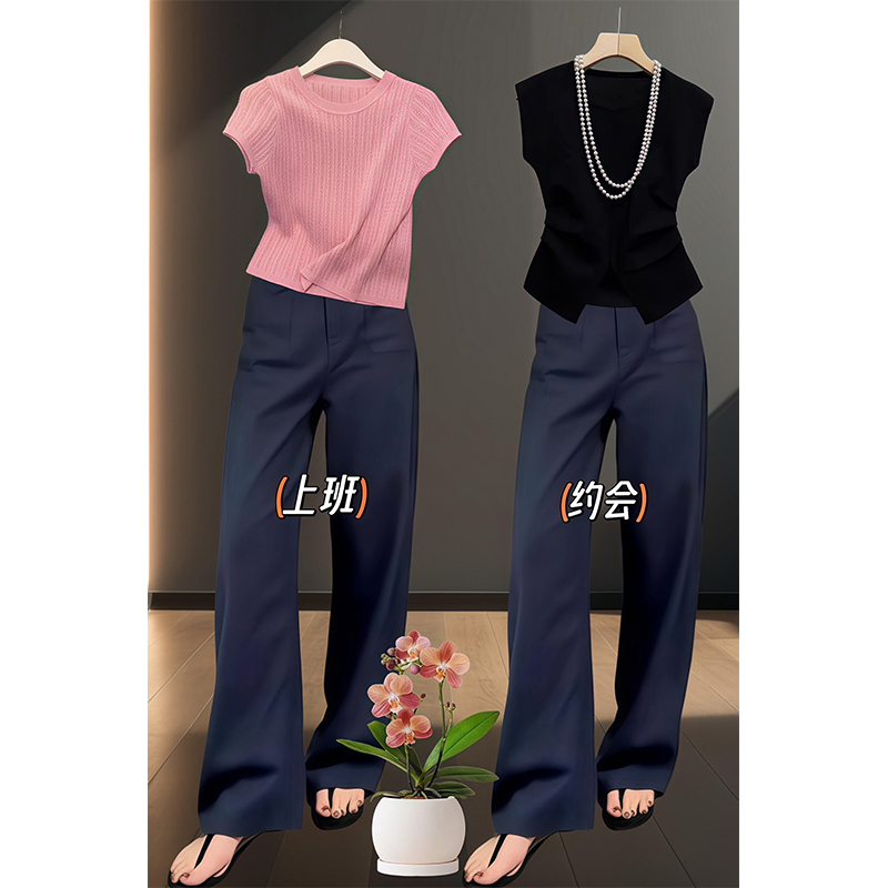 Women's Linen Suit Casual Pants 2026 Summer Thin Large Size Fashionable Elegant Straight Retro Wide-Leg Trousers