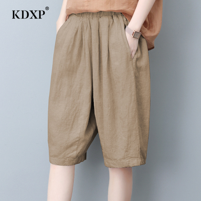 Harem Shorts for Women, 2026 Autumn New Style, Loose, Thin, Breathable, Elastic Waist, Casual Mid-Length Pants for Moms