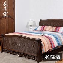 Rattan bed rattan double bed home bedroom rattan bed 1 8 meters solid wood European style bed 1 5 meters bed frame