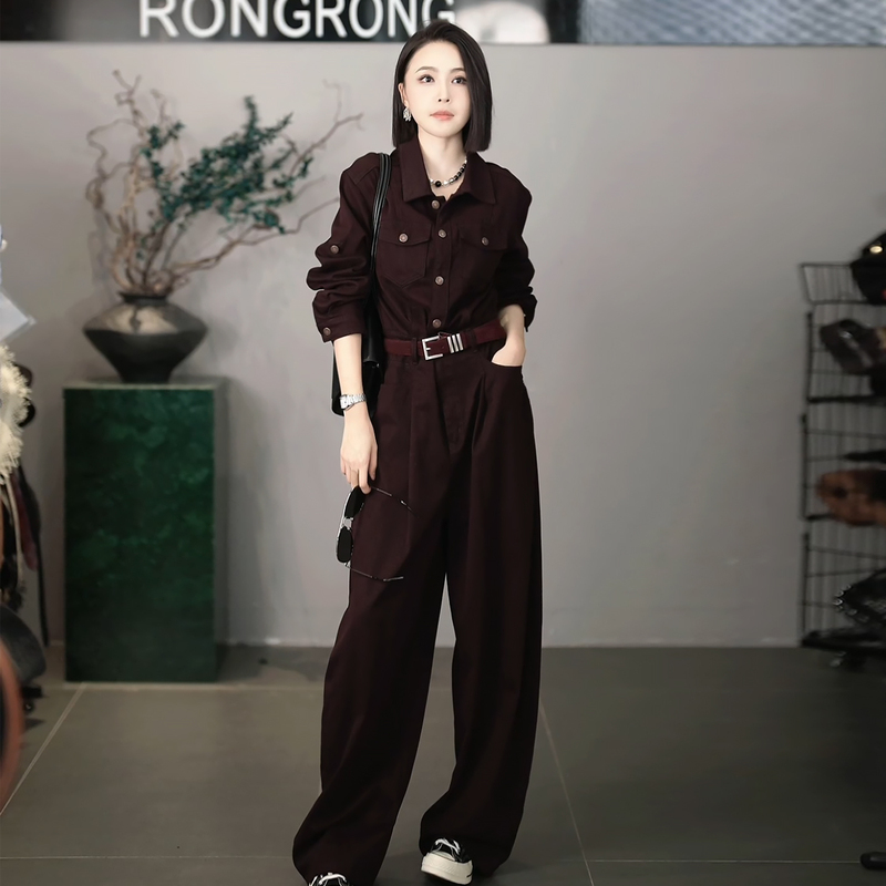 Rongrong Paris Twilight Lyocell Half-Zip Minimalist Workwear Style Jumpsuit Zgq6L2578