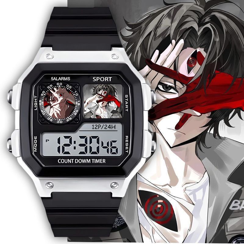 Mysterious Revival Yang Jian Anime Peripheral Children's Electronic Watch Silent Timer Alarm Clock Wristwatch Gift for Elementary School Students