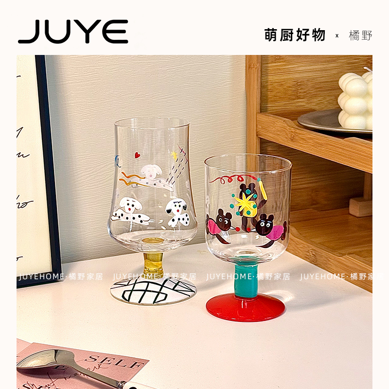 Juyehome·Jiang Yan's Same Style Glass Cup, Cute Girls' Goblet, Cartoon Juice Drink Beer Cup, Water Cup Juyehome·Jiang Yan's Same Style Glass Cup, Cute Girls' Goblet, Cartoon Juice Drink Beer Cup, Water Cup