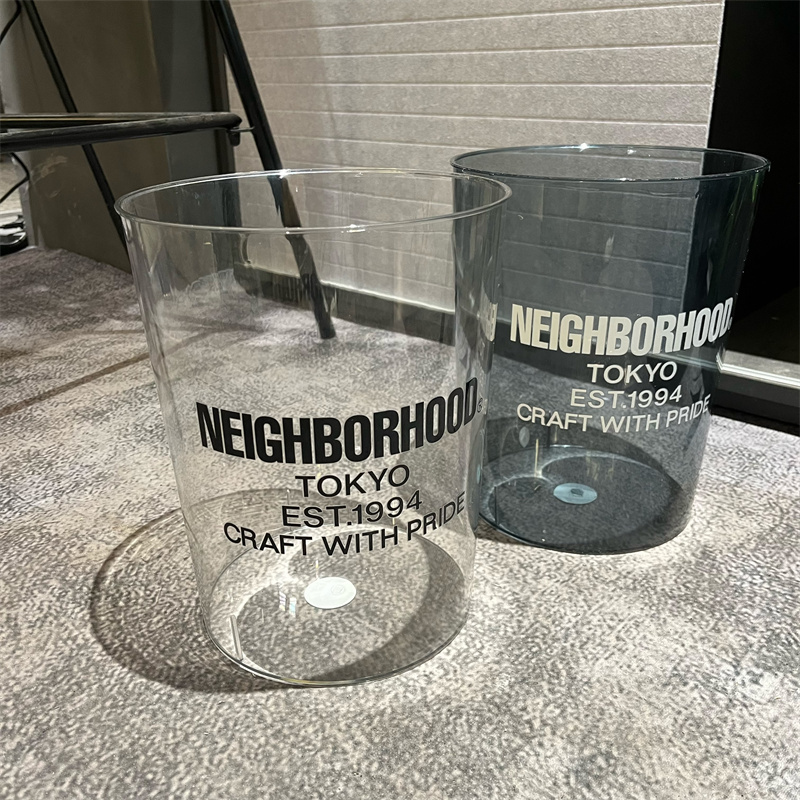 Trendy Brand Nbhd High-End Transparent Trash Can for Home, Office, Bedroom, Living Room, Large Capacity, Simple Large-Sized Wastebasket