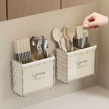 Kitchen wall-mounted drain chopstick barrel storage rack tableware