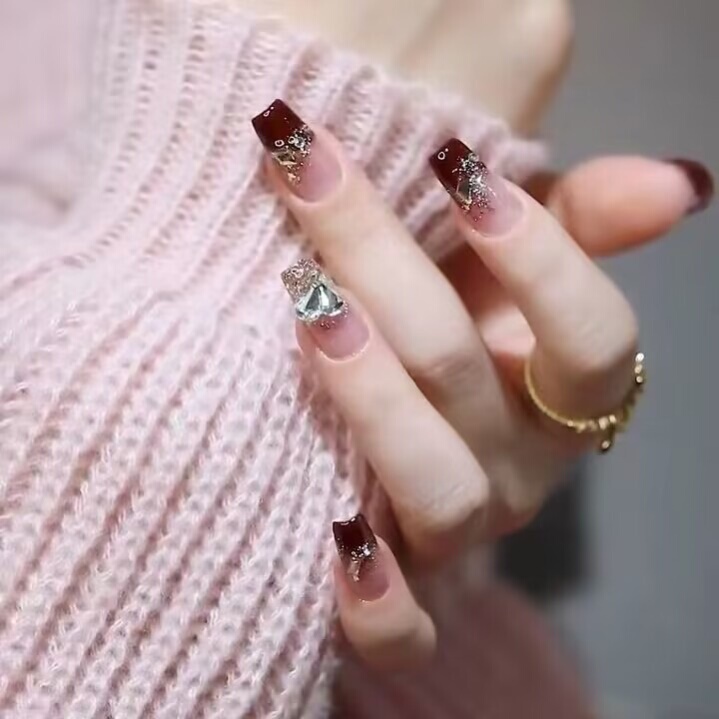 Bride Wears Nail Art 2024 Spring Festival Year of the Dragon Nail Stickers Bride Nail Art Finished Product Wedding Nails Suitable for Pregnant Women