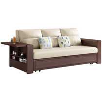 Baiying solid wood sofa bed can be stored and retractable bed double sitting and sleeping living room multifunctional folding sofa bed