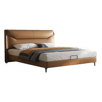 Meimengyi genuine leather bed Italian style minimalist modern minimalist light luxury soft leather art bed side-by-side bedroom master bedroom double bed