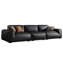 Meimengyida black cow first-layer cowhide sofa Italian minimalist living room modern small apartment light luxury tofu block sofa