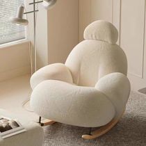 Naizhai big white rocking chair cute sofa single chair simple style cream lazy lounge chair balcony bedroom sofa chair