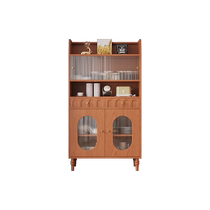 Hexuan solid wood sideboard against the wall one-piece French retro tea cabinet mid-century style living room home storage locker
