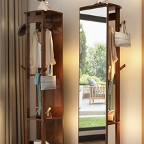 Trou Nest Mithlo Wearing Vêtements Miroir solide Miroir en bois pivotant Home Hanging Hanger With Mirror Cloister Holder Try Fitting Mirror Cabinet