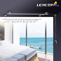 Lianyi clothes drying rack indoor and outdoor double pole clothes drying rack aluminum alloy round pole balcony lift hand crank quilt drying rack LY851