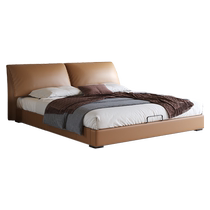 Meimengyi Italian minimalist elephant ear leather bed high box storage double bed simple modern retro master bed