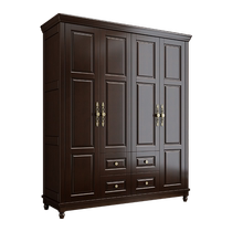 Yiwu American modern light luxury solid wood 3 four-door wardrobe with open door white walnut master bedroom wardrobe storage furniture