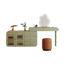 Hexuan French cream style solid wood dressing table modern minimalist bedroom corner green multi-functional retractable dressing table