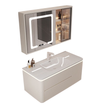 Dongwo Baihan cream style one-piece ceramic basin bathroom cabinet washstand bathroom hand wash basin cabinet combination