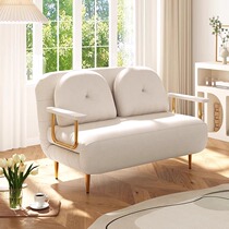 Lanshi wood heart sofa bed folding dual-use single living room small apartment balcony all-in-one multi-functional double cream style