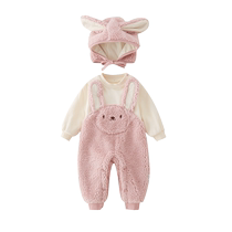 Baby girl winter jumpsuit 3-9 months super cute full moon 100-day coat princess baby autumn and winter outing suit