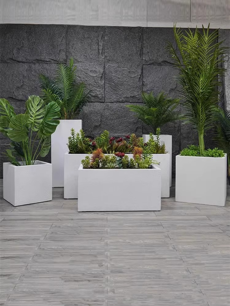 Custom Outdoor Stainless Steel Flower Case Balcony Planting Box Square Commercial Street Rectangular Flower Bed Iron Art Finished Flower Groove-Taobao